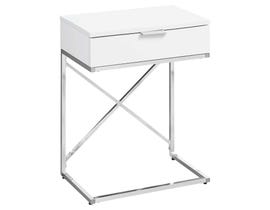 Monarch 24"h / glossy white / chrome metal Accent Table I3470