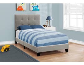 Monarch Linen Twin Size Bed in Grey - TWIN SIZE / GREY LINEN