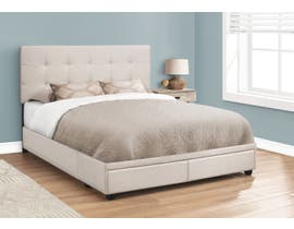 Monarch Linen Upholstered Queen Storage Bed in Beige I6021Q