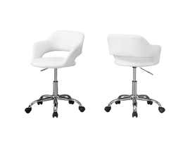 Monarch OFFICE CHAIR  WHITE CHROME METAL HYDRAULIC LIFT BASE I 7299 (1 piece)