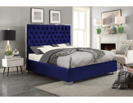 Velvet Chrome Platform Bed in Blue IF-5541