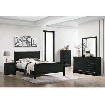 Louis Philippe 7pc Queen Bedroom Set in Black B11458-Queen