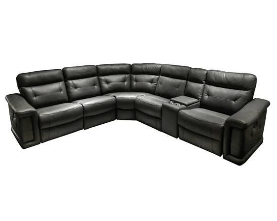 Sectional Summit Leather Power Black, Recliner Sectional Couches Leather