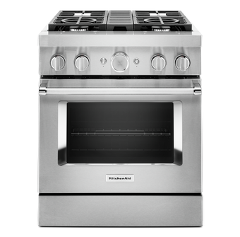 KitchenAid 30 inch 4.1 cu. ft. Smart Commercial-Style Dual Fuel Range with 4 Burners in Stainless Steel KFDC500JSS