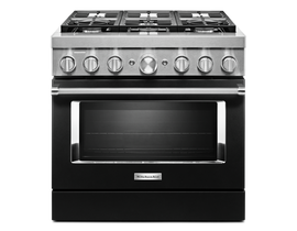 KitchenAid 36 inch 5.1 cu. ft. Smart Commercial-Style Dual Fuel Range with 6 Burners in Imperial Black KFDC506JBK