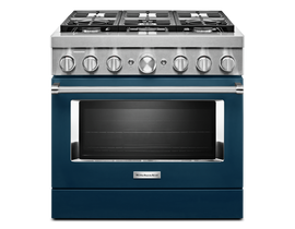 KitchenAid 36 inch 5.1 cu. ft. Smart Commercial-Style Dual Fuel Range with 6 Burners in Ink Blue KFDC506JIB