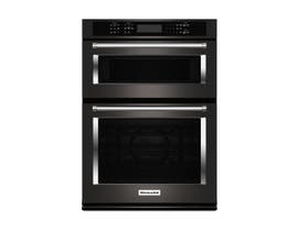 KitchenAid 30 inch 6.4 cu. ft. Combination Wall Oven with Even-Heat in Black Stainless Steel KOCE500EBS