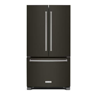 KitchenAid 36 inch 20 cu. ft. wide counter depth french door refrigerator in Black Stainless KRFC300EBS
