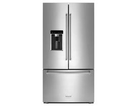 KitchenAid 36 inch 23.8 cu. ft. 36 inch Counter-Depth French Door Platinum Interior Refrigerator KRFC704FPS