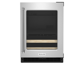 KitchenAid 24" Panel-Ready Beverage Center with Wood-Front Racks in Stainless Steel KUBR214KSB