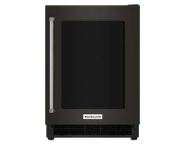 KitchenAid 24 inch Undercounter Refrigerator with Right Swing Glass Door and Metal Trim Shelves KURR304EBS