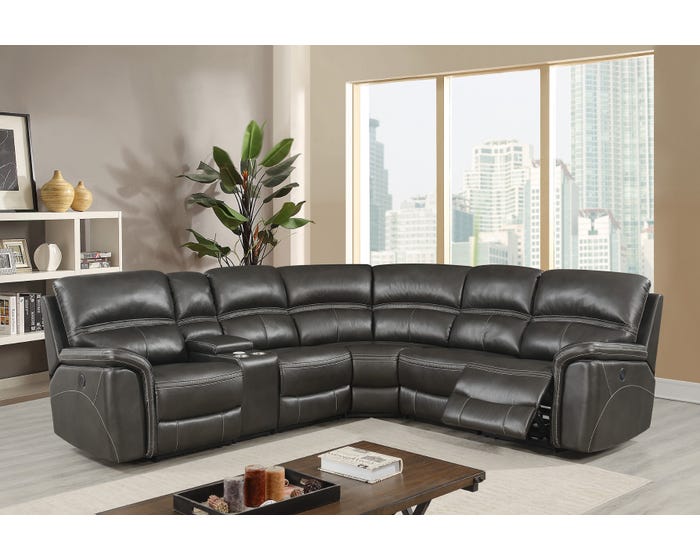 Sectional Kwality Louisiana 8299a, Leather Reclining Sectional With Console