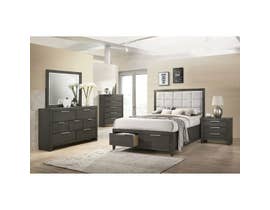 High Society Malika Series 6pc Upholstered Storage Bedroom Set in Charcoal MK350