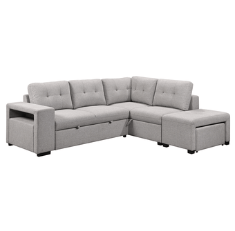 Primo Marcella Fabric Sleeper Sectional with extra storage and ottoman