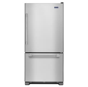 Maytag 30 inch 19 cu. ft. bottom freezer refrigerator in stainless steel MBR1957FEZ