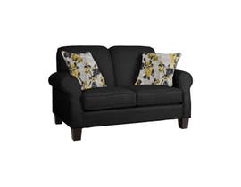 Decor-Rest Joey Sky Collection Fabric Loveseat in Mellow Black/Forsyntia Yellow 2025