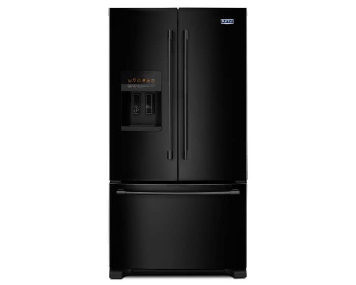 Maytag 36 inch 25 cu. ft. french doors refrigerator in black MFI2570FEB