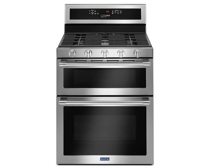 Maytag 30 inch 6.0 cu. ft. True Convection Double Oven Gas Range in Stanless Steel MGT8800FZ