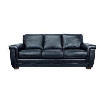 SBF Upholstery Zurick Collection Leather Sofa in Navy 4395