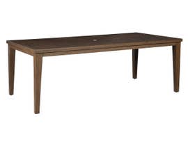 Signature Design by Ashley Paradise Trail Rectangular Dining Table with Umbrella Option in Medium Brown P750-625