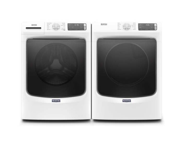 Maytag Laundry Pair 5.5 cu. ft. Front Load Washer MHW6630HW & 7.3 cu. ft. Front Load Electric Dryer in White YMED6630HW
