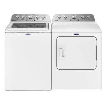 Maytag Laundry Pair 5.5 Cu. Ft. Top-Load Washer with Power™ Impeller MVW5430MW &  7 Cu. Ft. Electric Dryer  in White YMED5430MW