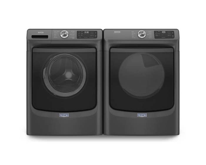 Maytag Laundry Pair 5.2 Cu. Ft. Front-Load Washer with Extra Power MHW5630MBK & 7.3 Cu. Ft. Electric Dryer in Black YMED5630MBK
