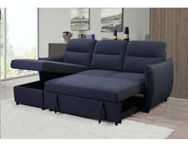 Kwality Liam Series 2pc Fabric Sectional in Navy 4016