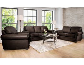 SBF Upholstery 3pc Leather Sofa Set in Chocolate 7557