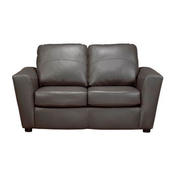 SBF Upholstery Emma Collection Leather Loveseat in Zurick Grey 4411-2