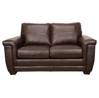 SBF Upholstery Zurick Collection Leather Loveseat in Cranberry Brown 4395