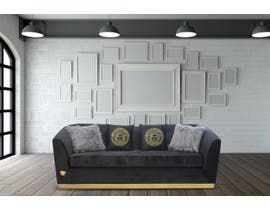 Kwality Imports Oriella Plush Velvet Inspired Sofa in Black SF-1321-S