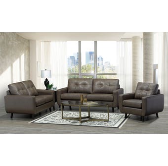 SBF Upholstery 3pc Fresno Collection Leather Sofa Set in Zurick Slate 5543