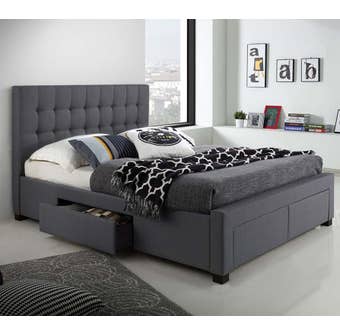 Titus Furniture Fabric Platform Storage Queen Bed in Charcoal T2152-Q