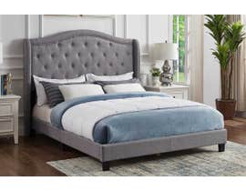 Titus Upholstered Panel Bed in Grey T2173G