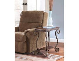 Signature Design by Ashley Rafferty wood and metal Chair Side End Table in brown T382-7