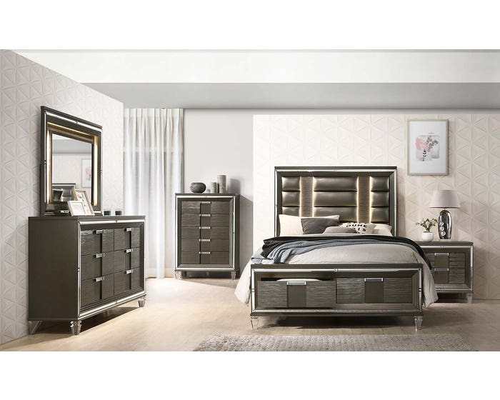 High Society Twenty-Nine Series Storage Bedroom Set in Grey TN600