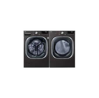 LG Laundry Pair 5.8 Cu. Ft. High Efficiency Front Load Steam Washer WM4500HBA & 7.4 Cu. Ft. Electric Steam Dryer in Black Steel DLEX4500B