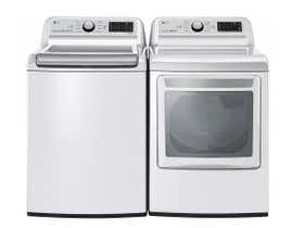 LG Laundry Pair 5.6 Cu. Ft. Top Load Washer WT7305CW & 7.3 Cu. Ft. Electric Dryer in White DLEX7250W