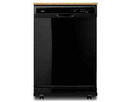 Whirlpool 24 inch 64 dBA Portable Heavy-Duty Dishwasher with 1-Hour Wash Cycle in Black WDP370PAHB