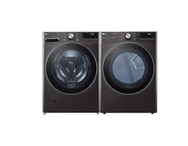 LG Laundry Pair 5.2 Cu. Ft. Front Load Steam Washer WM4100HBA & 7.4 Cu. Ft. Electric Steam Dryer in Black Steel DLEX4200B