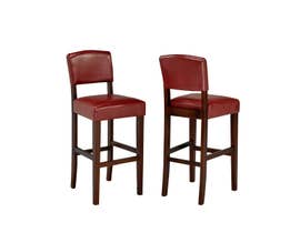 Brassex 24 Inch Faux Leather Counter Stool (Set of 2) in Red WS5422