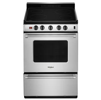 Whirlpool 24" 3.0 Cu. Ft. Freestanding Smooth Top Electric Range in Stainless Steel YWFE50M4HS