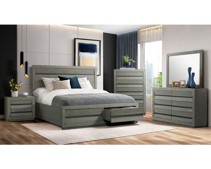 High Society Zig Series 6PC Bedroom set in Grey